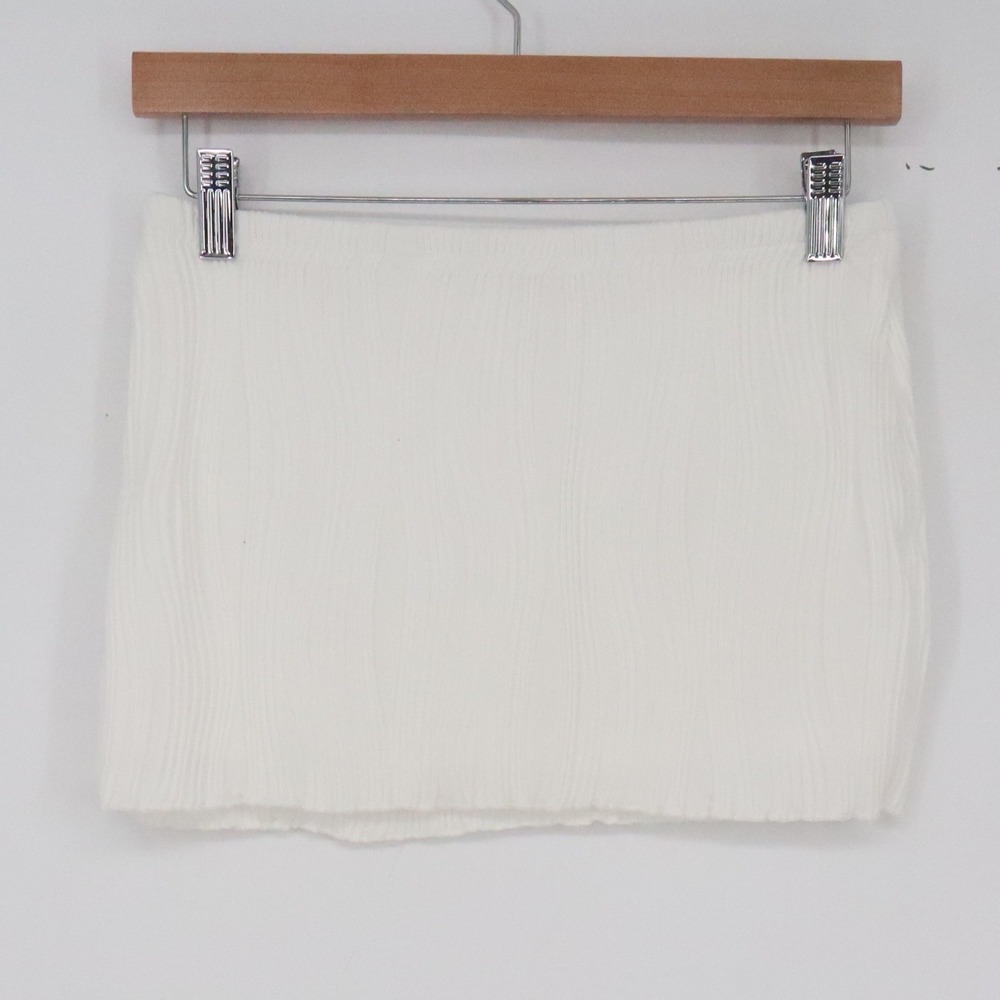 SHEIN Skirt Womens S White Textured Wavy Mini Excellent